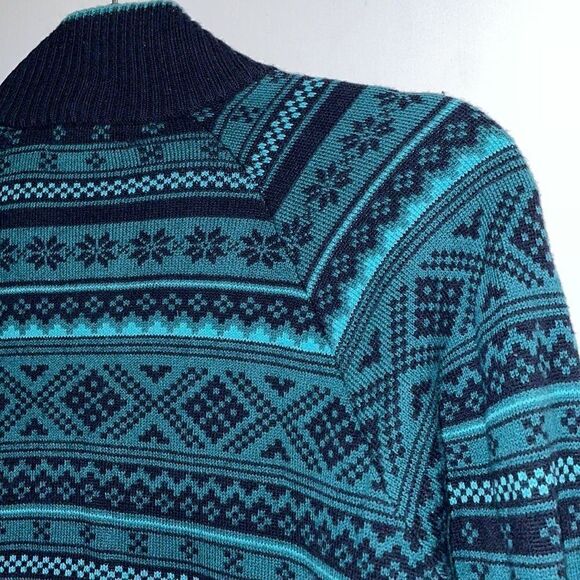 Eddie Bauer half zip sweater geometric detail stripes,  ribbed collar & trim M - Picture 10 of 11